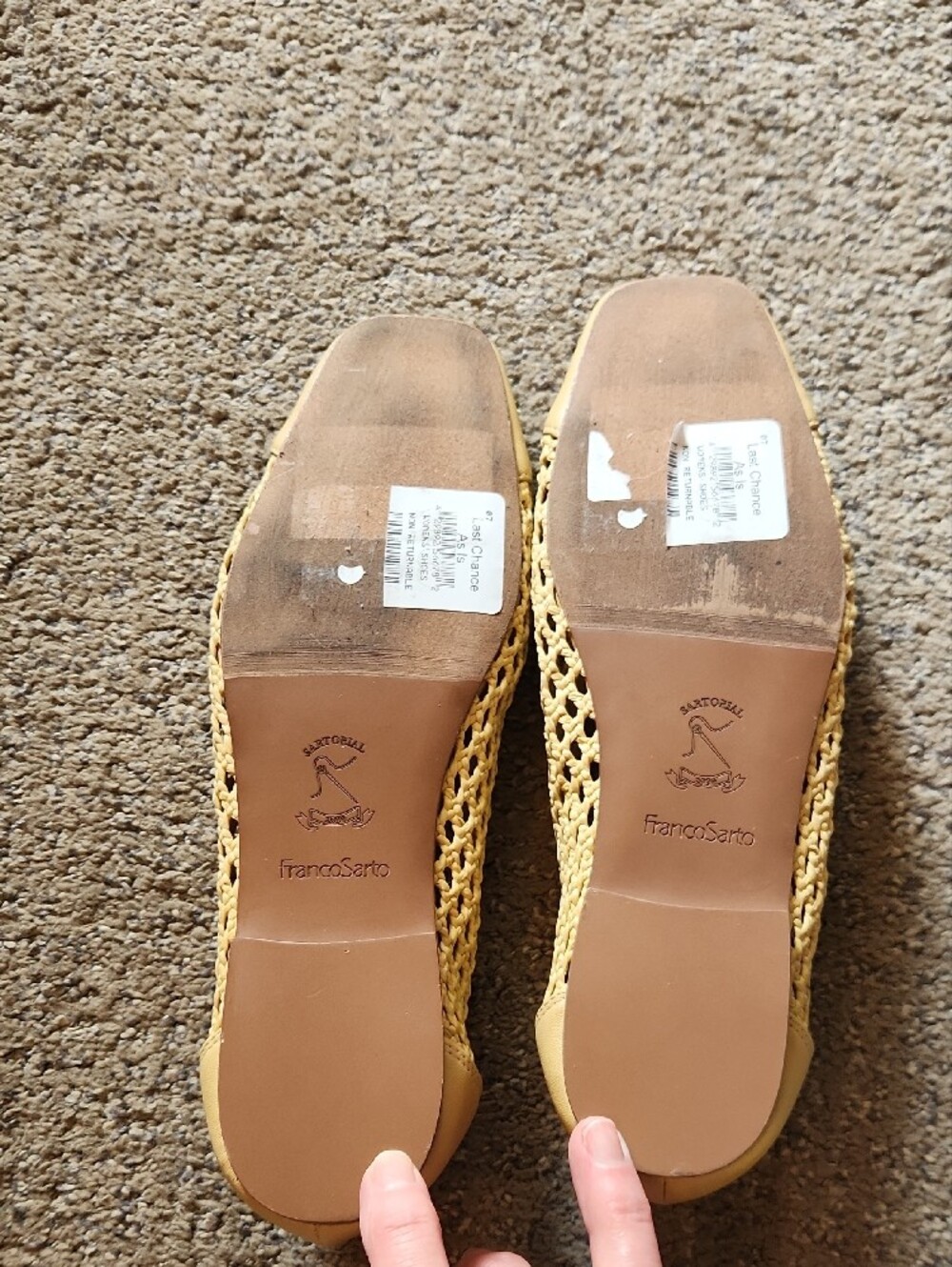 Franco Sarto Yellow Woven Square-Toe Ballet Flats with Bow - Picture 5 of 7